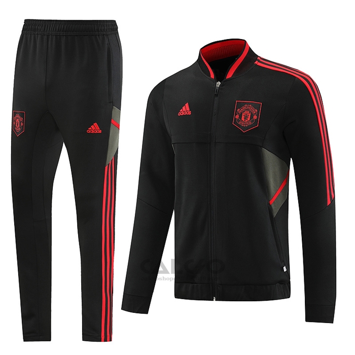 Tuta da Track di Giacca Manchester United 2022-2023 Nero e Rosso